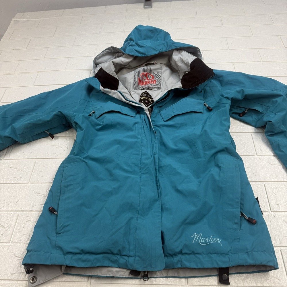 Marker Jacket Womens 8 Blue GORE-TEX Hooded Ski Snow RECCO Full Zip Waterproof